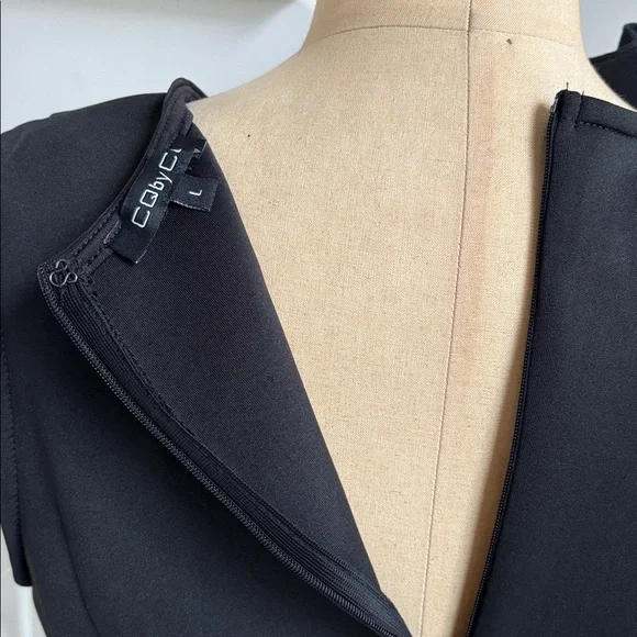 CQ by CQ black scuba stretch with peblum and flower accent - Picture 3 of 3